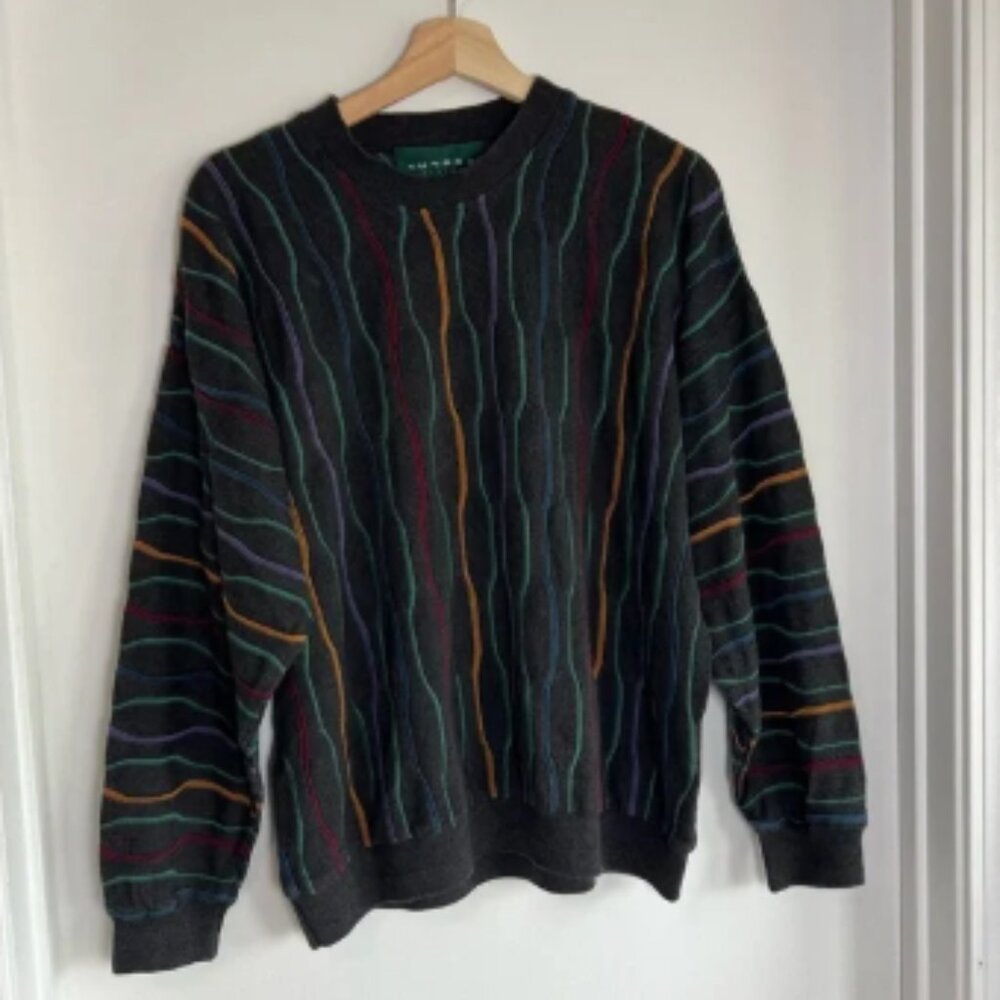 Tundra Canada Vintage 90s Sweater Coogi Style Knit Pullover, Size Medium